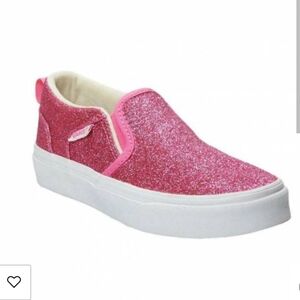 Pink glitter van slip-ons